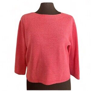 Liz Claiborne Lizsport Petite Coral Boatneck 3/4 Sleeve Sweater Sz L
